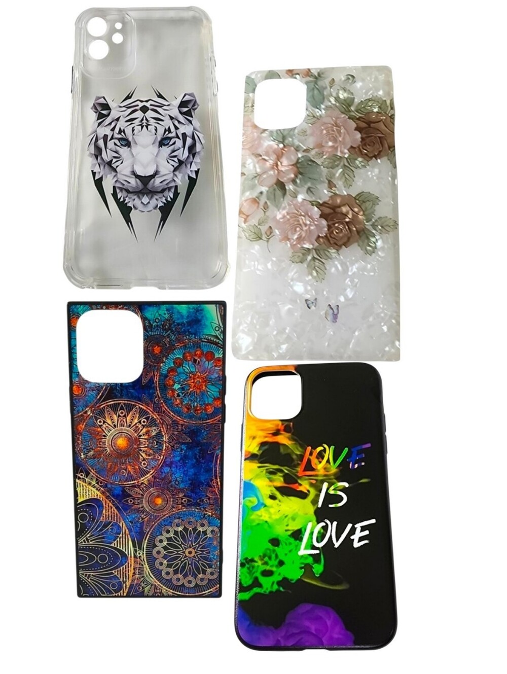 4pc Abstract/Floral Cases & Screen Protector For iPhone 11